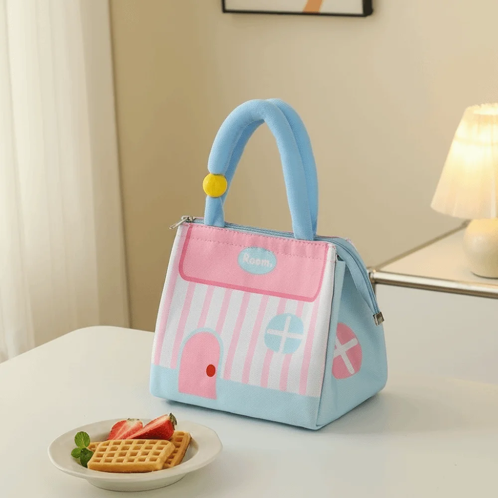 House Shaped Cartoon Insulated Lunch Bag Portable Leakproof Lunch Tote Bag Lightweight Waterproof Food Carrier Handbag Picnic