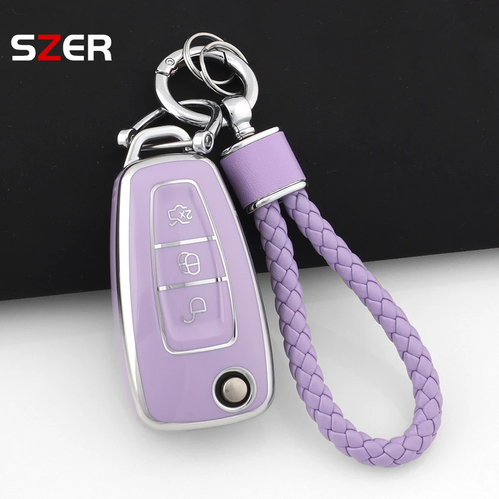 Für Ford Focus Fiesta Transit Mondeo 4 B-max Ranger Tourneo Focus 3 FF3 Fernbedienung Flip Hot TPU Schlüssel Abdeckung Auto Schlüssel Fall Schlüsselbund Fob
