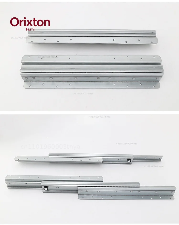 Stair hidden base cabinet slide rail three-section silent cold-rolled steel thickened push-pull Staircase cabinet track Slideway