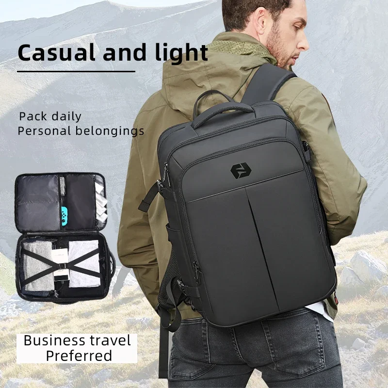 Fenruien 44L Waterproof Backpacks Large Capacity Business Men Backpack Fit 15.6 Inch Laptop Travel Backpack