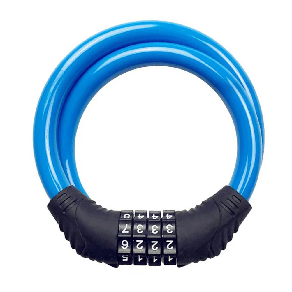 

4 Steel Cable Lock Cycling Heavy Duty Cable Combination Password Bike Cable Lock Cable Coded Chain Lock Blue
