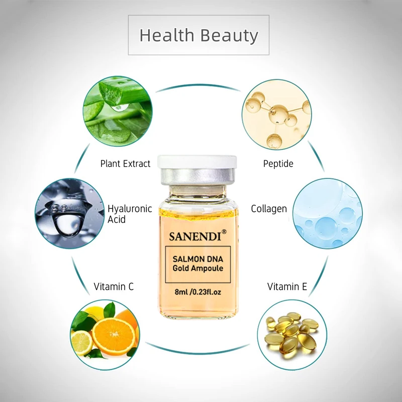 Zdjęcie 4: 4/12 Fiolki Serum DNA z Łososia BBGLOW AQUA Kwas Hialuronowy Esencja do Pielęgnacji Twarzy Nawilżający Płyn Roztwór SANENDI Koreańska Pielęgnacja Skóry