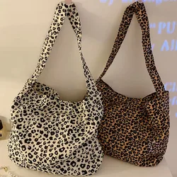 Female Leopard Print Messenger Bag Modern Shoulder Canvas Bag Student Diagonal Large Capacity Straddle Bag