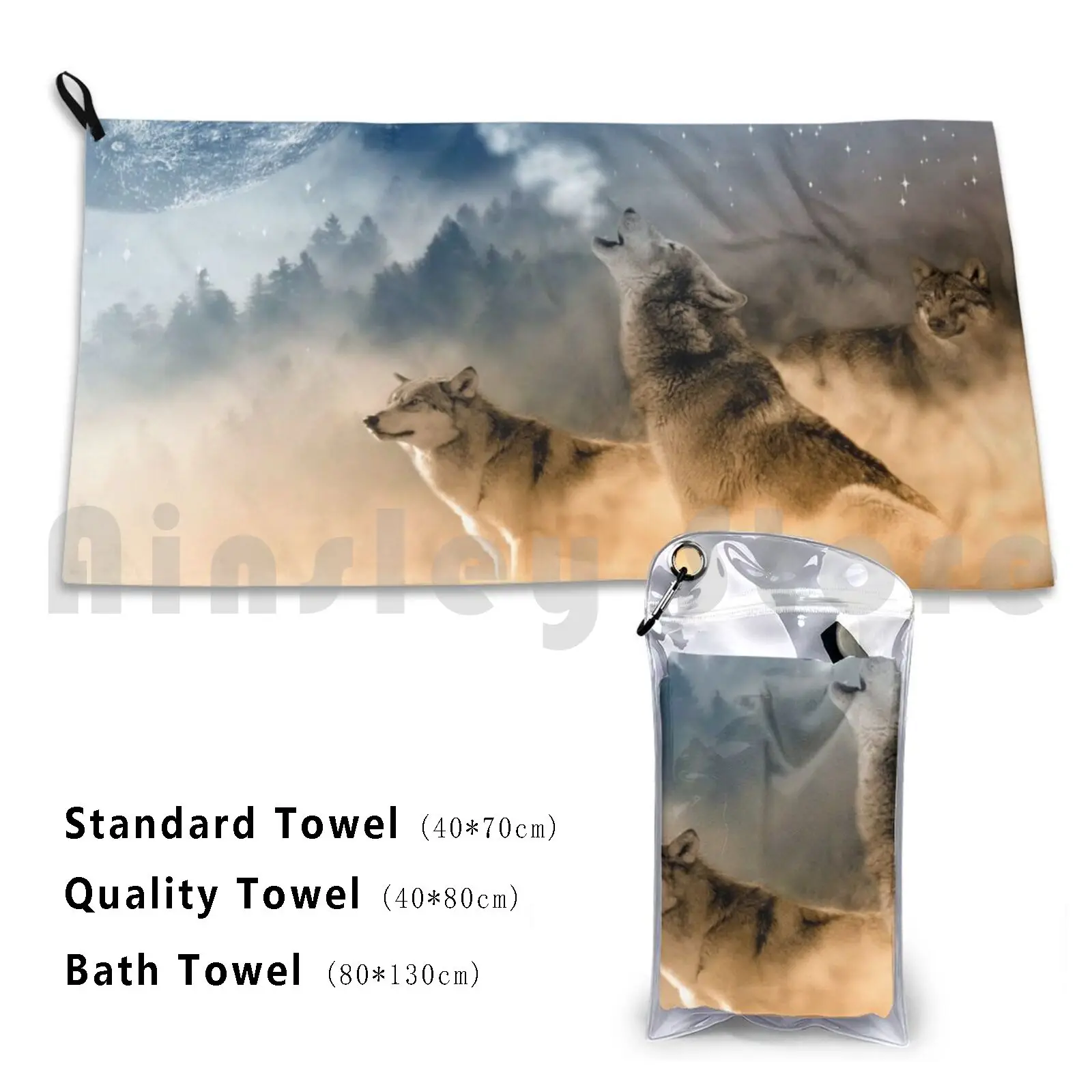 Singing Wolfs Face Beach Towel Quick Dry Quality Towel Wolf Wolfs Dog Dogss Friends Companions Animal