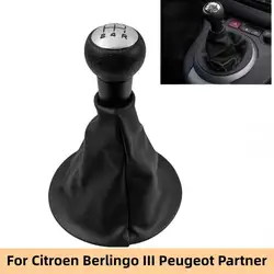 Car Styling Gear Shift Knob Lever Stick Pen Gaiter Boot Collar PU Leather For Citroen Berlingo III MK3 For Peugeot Partner 2008+