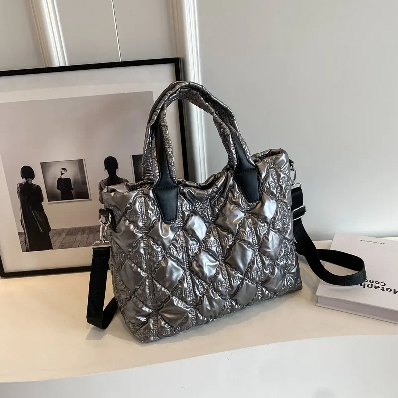 Sac fourre-tout à carreaux en diamant pour femme, sacs plissés Cloud, plus grande capacité, design initié, doudoune