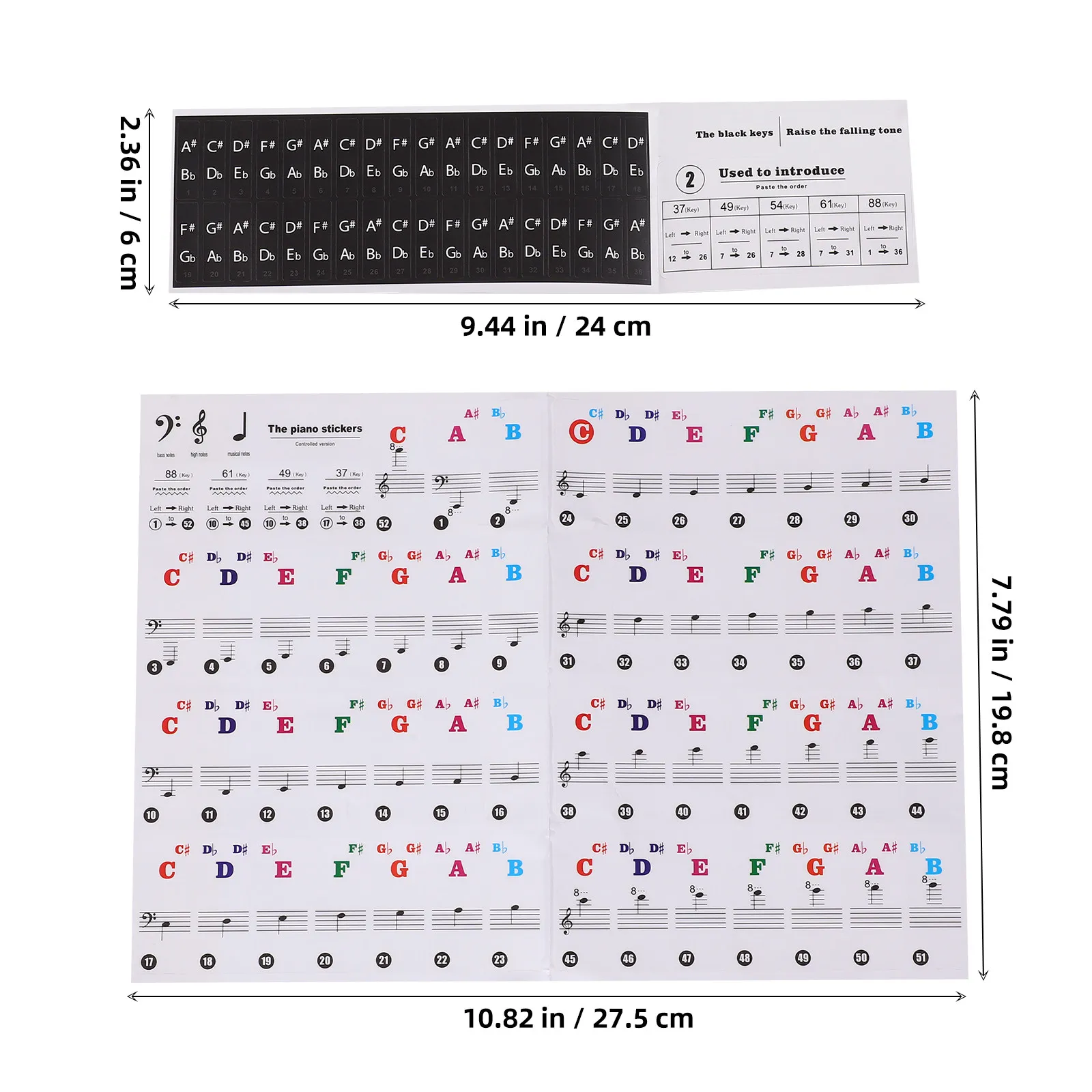 1Sheet Piano Keyboard Stickers Paper Material Professional Design Easy Tear No Residue Piano Beginner Sticker Learning Tool
