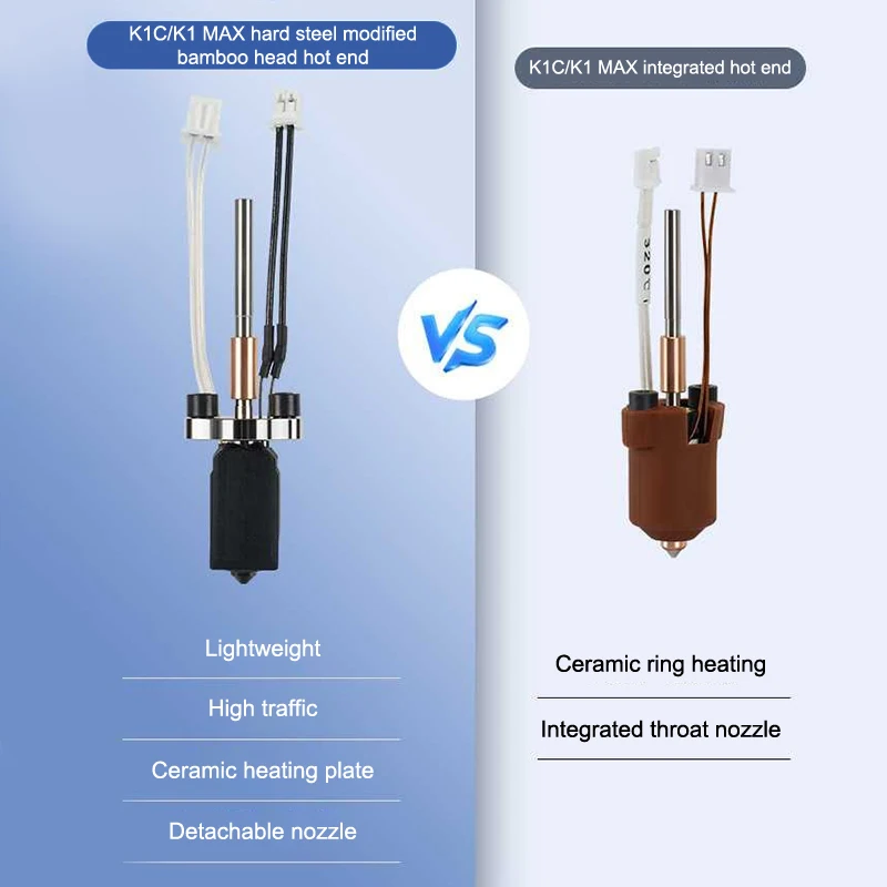 

Новое обновление Hotend для Creality K1C/K1 MAX, керамический нагревательный блок, комплект насадок для быстрой замены, латунные жесткие детали 3D-принтера