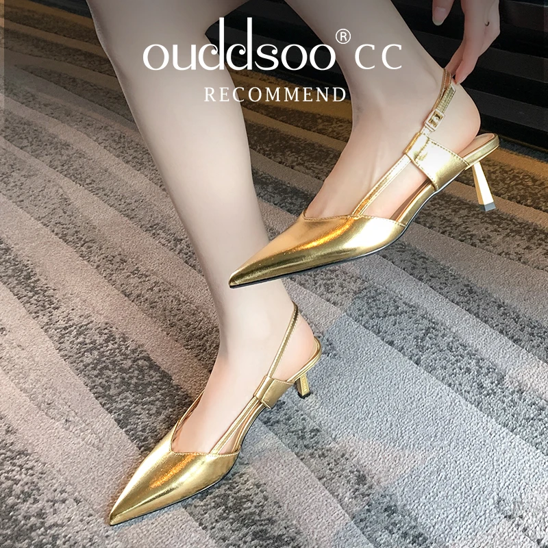 

ODS High Heel Sandal for Women Shoes Lady Shallow Mouth High-heeled New Elastic Brand Pointed Stiletto Girls Comfort Gold 41 42