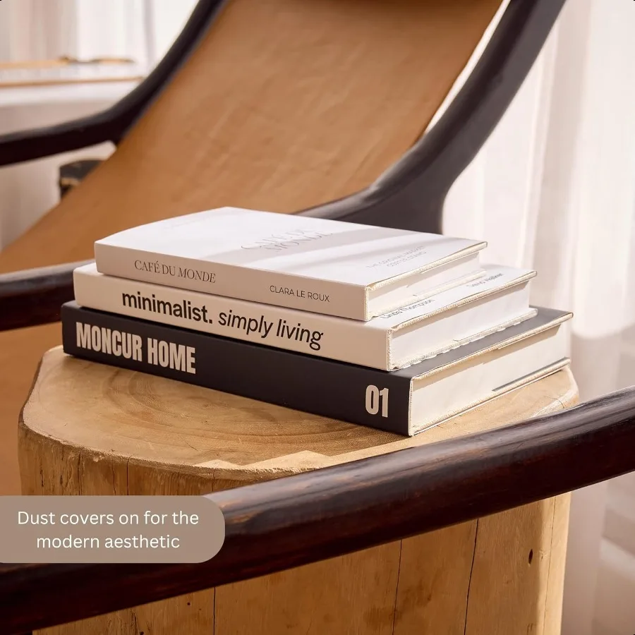 Поддельные книги для украшения Набор из 3-х книг журнального столика Нейтральный бежевый домашний декор Черно-белый журнальный столик Съемные чехлы с R