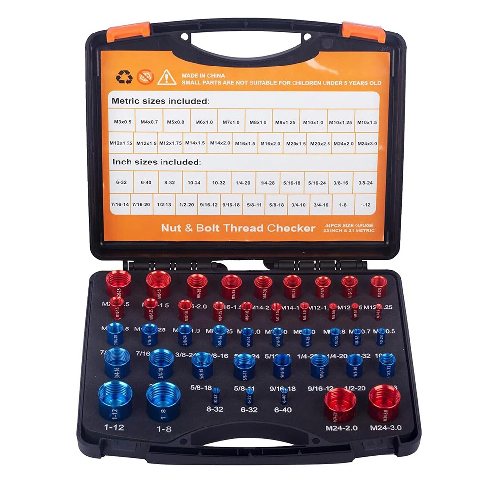 Upgraded Nut and Bolt Size Gauge Set Securely Fixed Foam Easy Operation Long Service Life Waterproof Storage Box