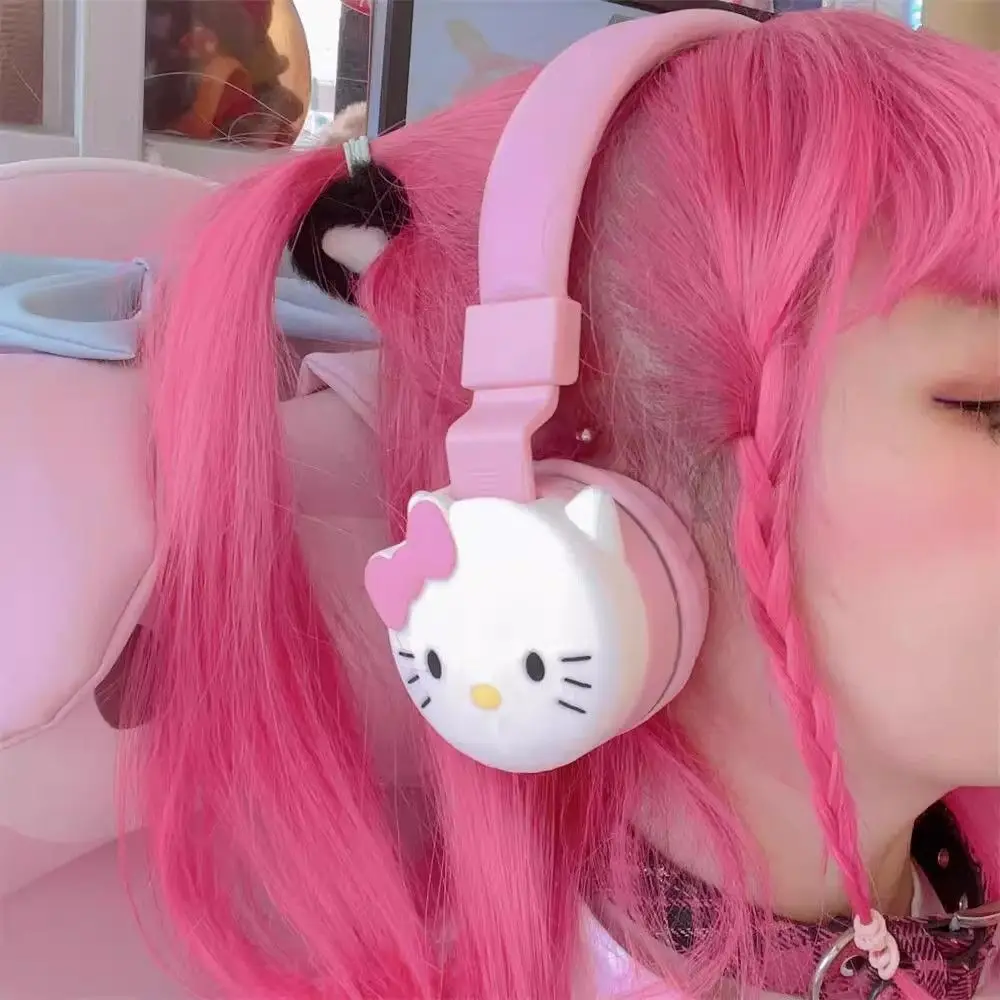 

Sanrio Hello Kitty Bluetooth Headset High Appearance Stereo Head-mounted Cartoon Computer Mobile Game Wireless Bluetooth Headset