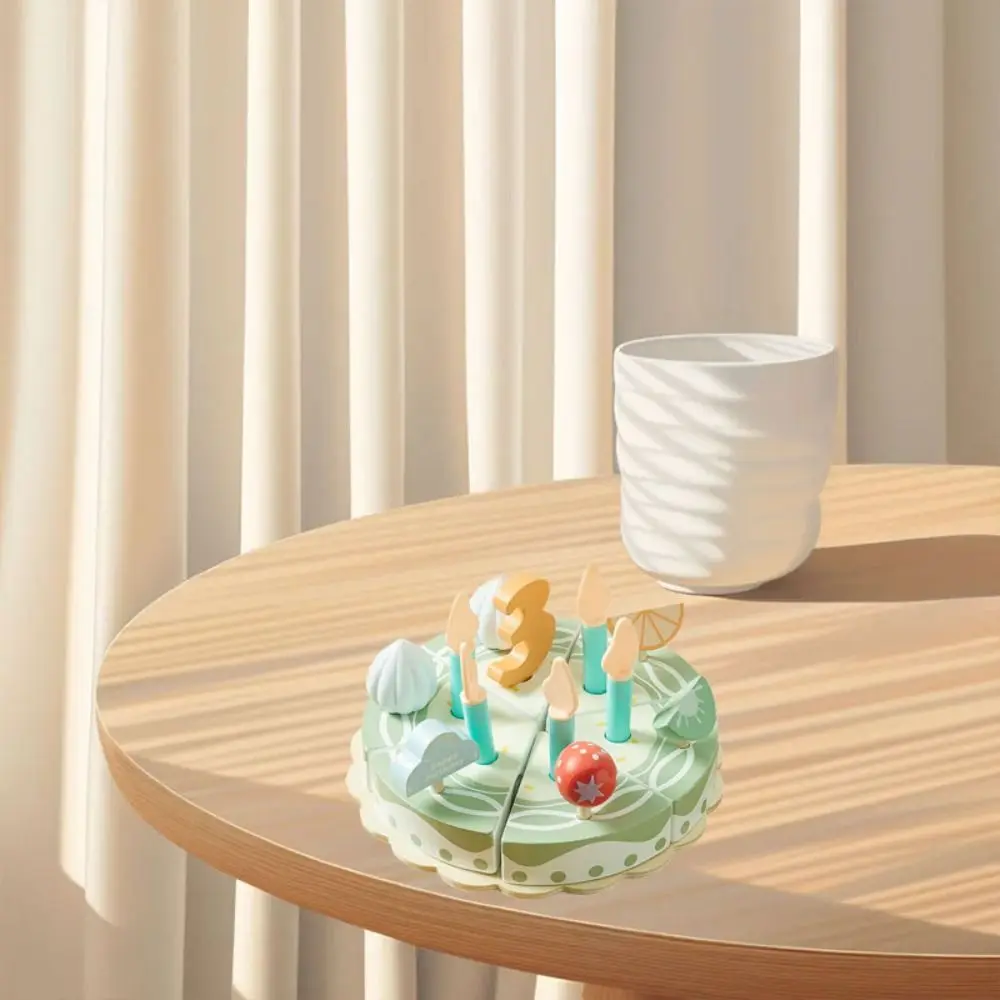 Houten Houten Taartmodel Simulatie Voedsel Speelhuis Feesttaart Speelvoedselsets Miniatuur Montessori Keuken Doe alsof