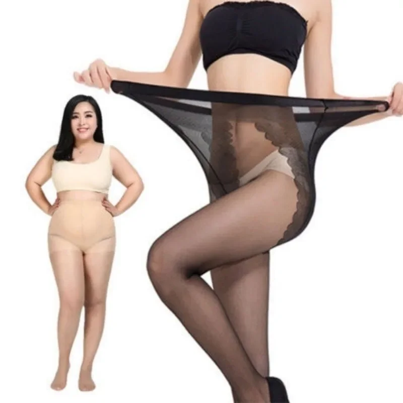 45-100kg Transparent Wear-resistant Lady Pantyhose Plus Size Ultra-thin Nylon Stocking Women Sexy Tights High Waisted Slim Pants image 3