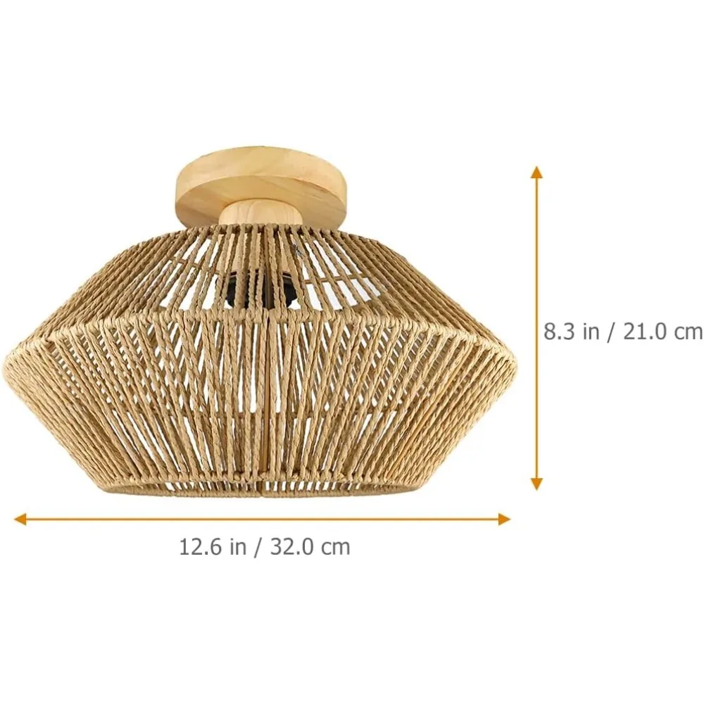 JOYINLED Paper Rope Ceiling Lamp Coastal Handcraft Wicker 32CM E27 Close To Ceiling Light Fixture Living Room Cloakroom Bedroom