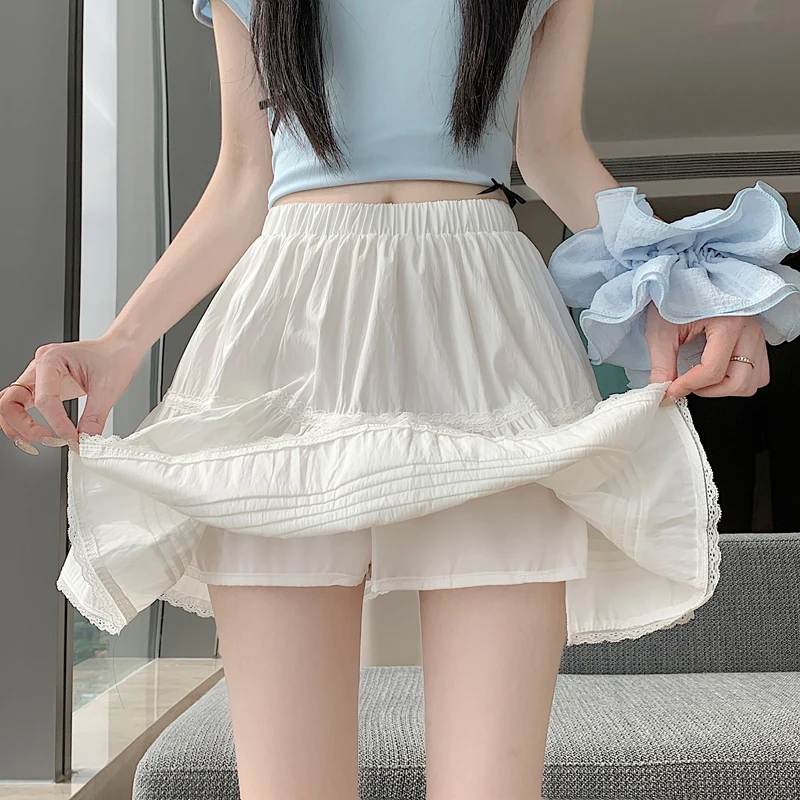

White Elastic Waist Half Skirt Women's Summer New Unique Beautiful A-Line Cake Fluffy Short Skirt Anti-Light Walking Skirt