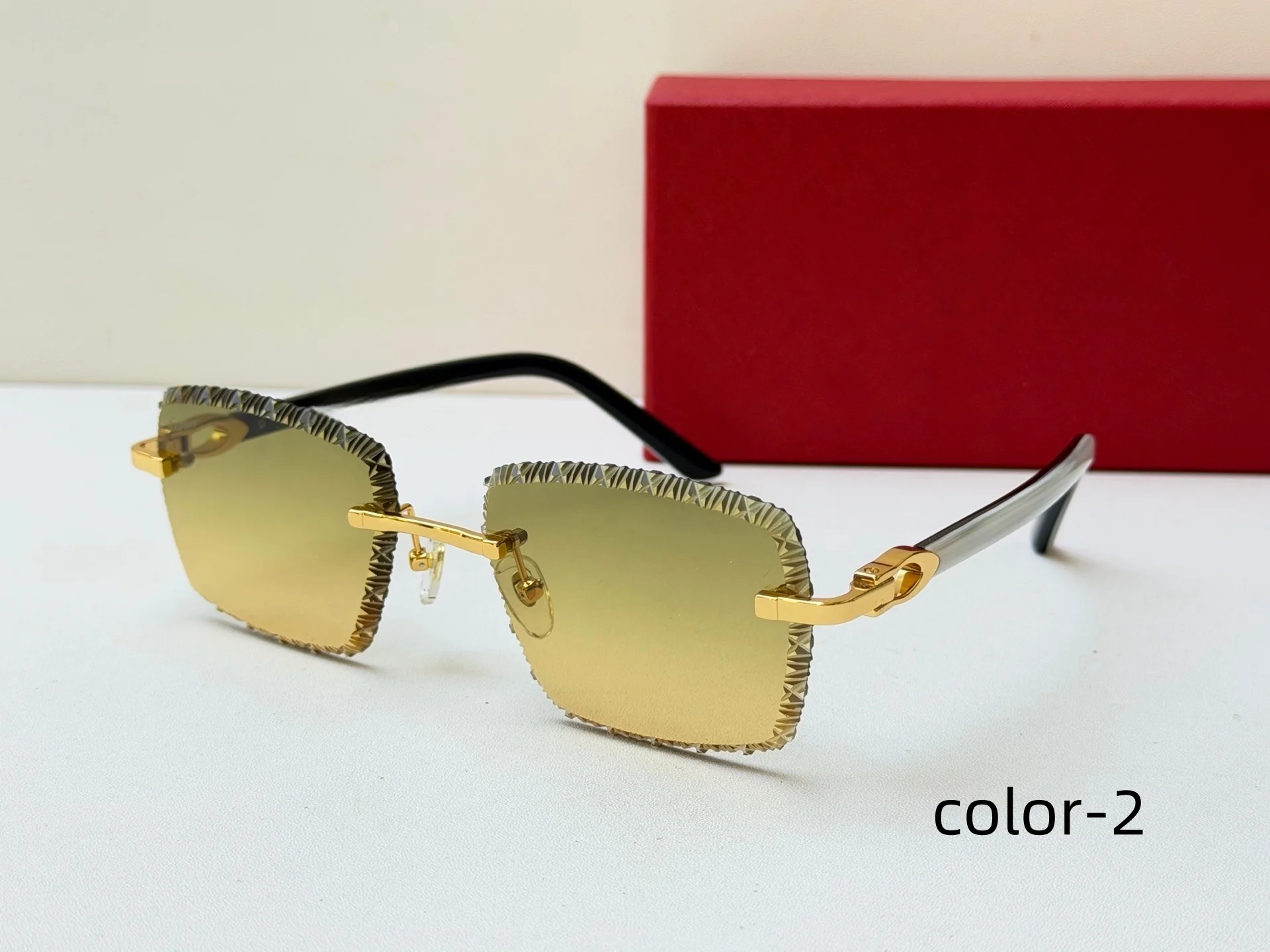 Unisex Square Rimless Sunglasses, Luxury‑Style Metal Frame Gradient Lens Fashion Daily Party Driving Sun Glasses