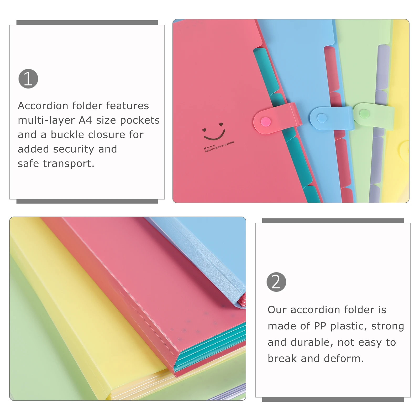 

4 Pcs Organ Clip File Package Expanding Folder Scalable Pockets Accordion Multilayer Receipt Organizer Plastic Student