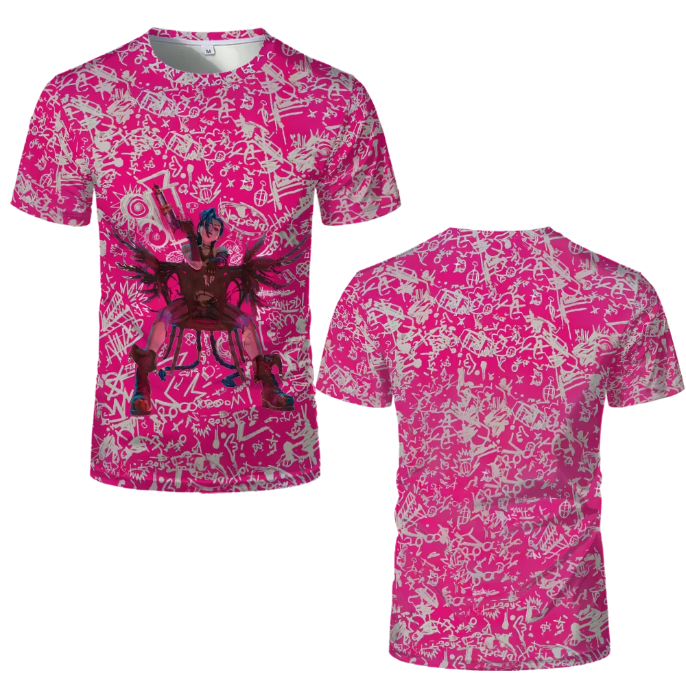 Arcane Season 2 Jinx T-shirts League Of Legends 3D Printing Caitlyn Viktor Street Oversized Tees Casual Holiday Tops Men\'s Gifts