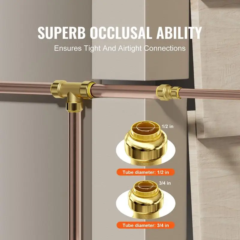 

Pipe Fittings, 1/2"-3/4" 12PCS Brass Pipe Fittings, Straight-Through Push-Fit Pipe Connector Brass Air Fittings, Heavy Duty P