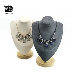 Bamboo Necklace Pendant Display Stand Beige/Grey Jewelry Display Holder Jewelry Mannequin Bust Necklace Window Display S/M/L