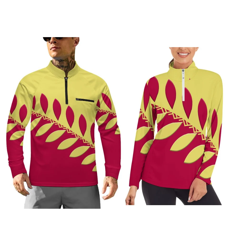 Polynesian-Style Printed Long-Sleeved Sportswear For Couples Long-Sleeved Sportswear Jackets With Customizable Patterns