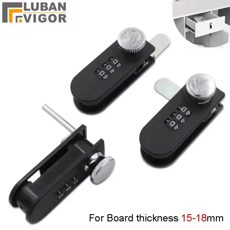 Triple Drawer turntable password lock Anti-theft security lock black ABS Alloy for Locker File cabinet  Combination cabinet