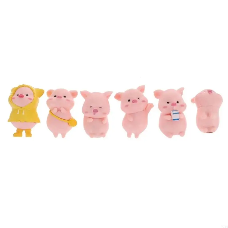 

77JB 6pcs Cartoon Pig Fridge Magnet Stickers Funny Animals Refrigerator Magnets Kid Toy for Children Baby Kitchen Decor