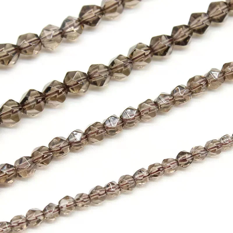 Natural Faceted Smoky Quartzs Crystal Stone Round Loose Spacer Beads 6/8/10mm For Jewelry Making Diy Woman Bracelet Necklace 15\