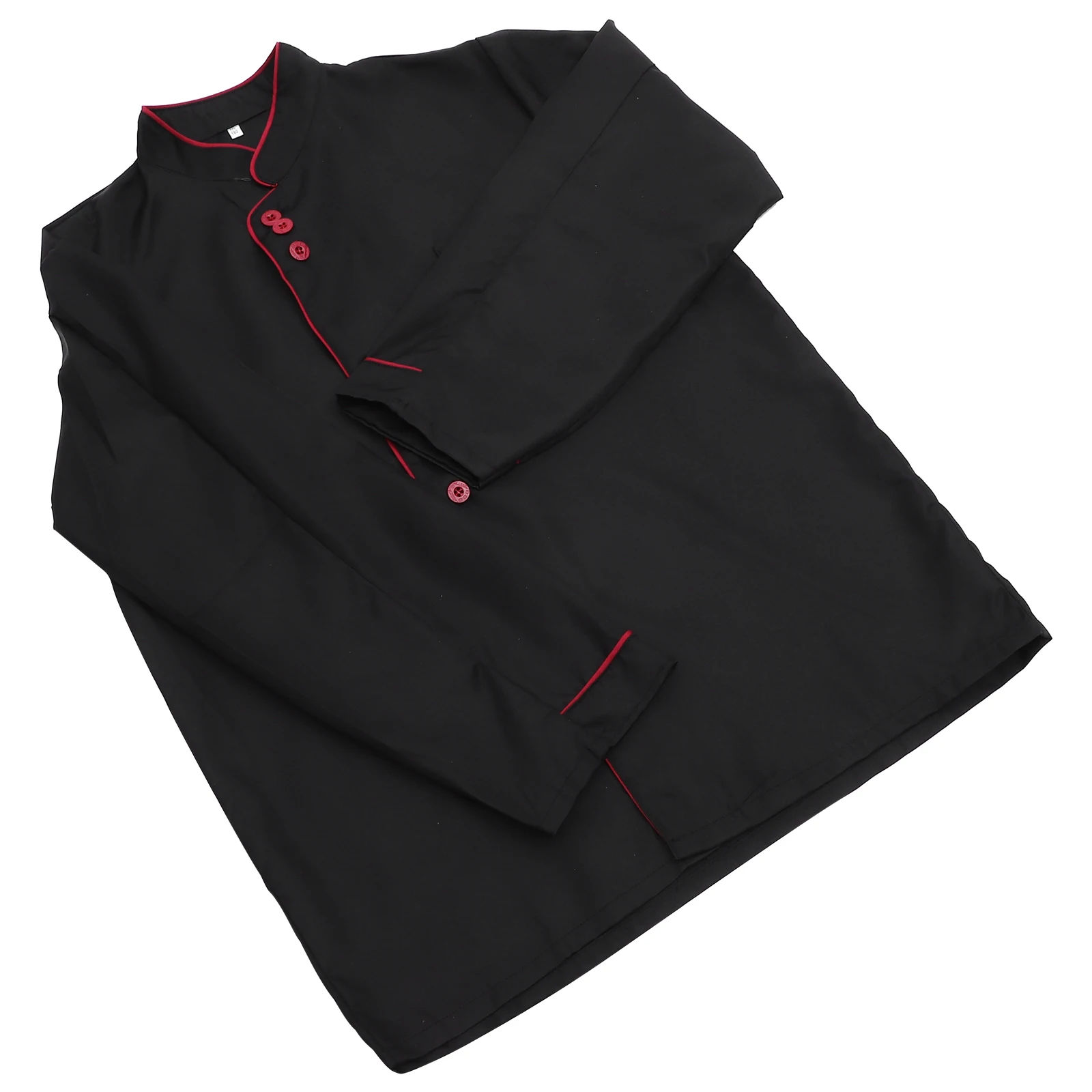 긴 소매 셰프 코트 유니섹스 통기성 내구성 오일 저항성 스탠드 칼라 케이터링 베이커리 호텔 레스토랑용 블랙 사이즈 XXL