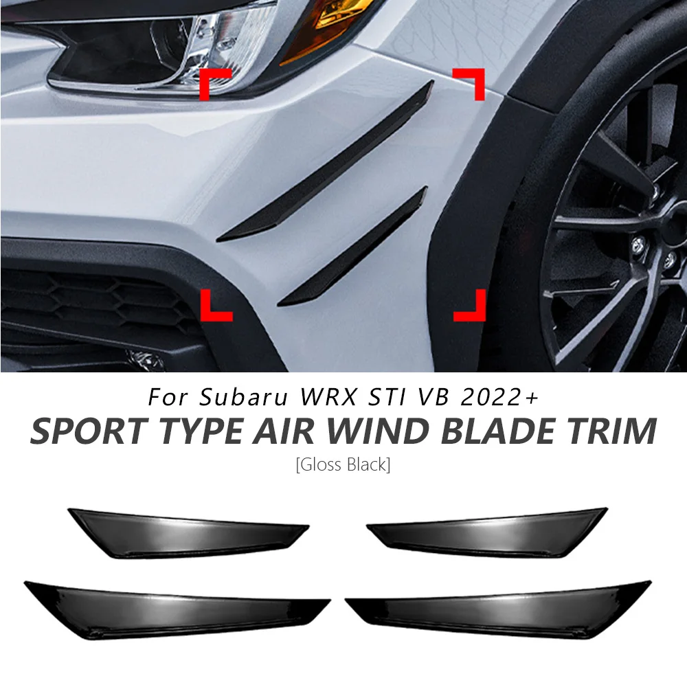 

Front Bumper Wind Blade For Subaru WRX STI VB 2022+ Glossy Black Sport 4PCS Bumper Side Spoiler Trim Accessories Car Update
