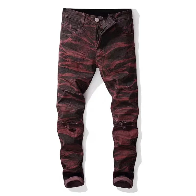 EH·MD® 3D Texture Camouflage Jeans Men's High Street High-end Pure Cotton Zipper Personalized Stretch Comfortable Pants 2020 New