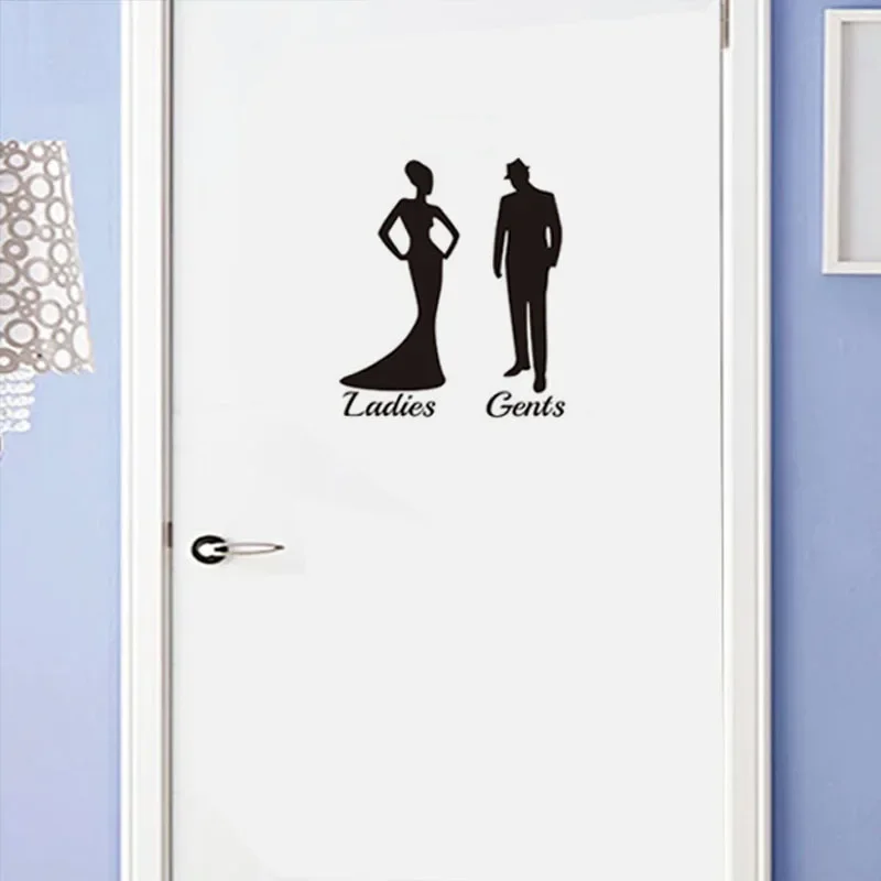 Creative Ladies Gents Wall Sticker for Bathroom Decoration Home Vinyl Waterproof Poster WC Door Stickers Toilet Sign Decals