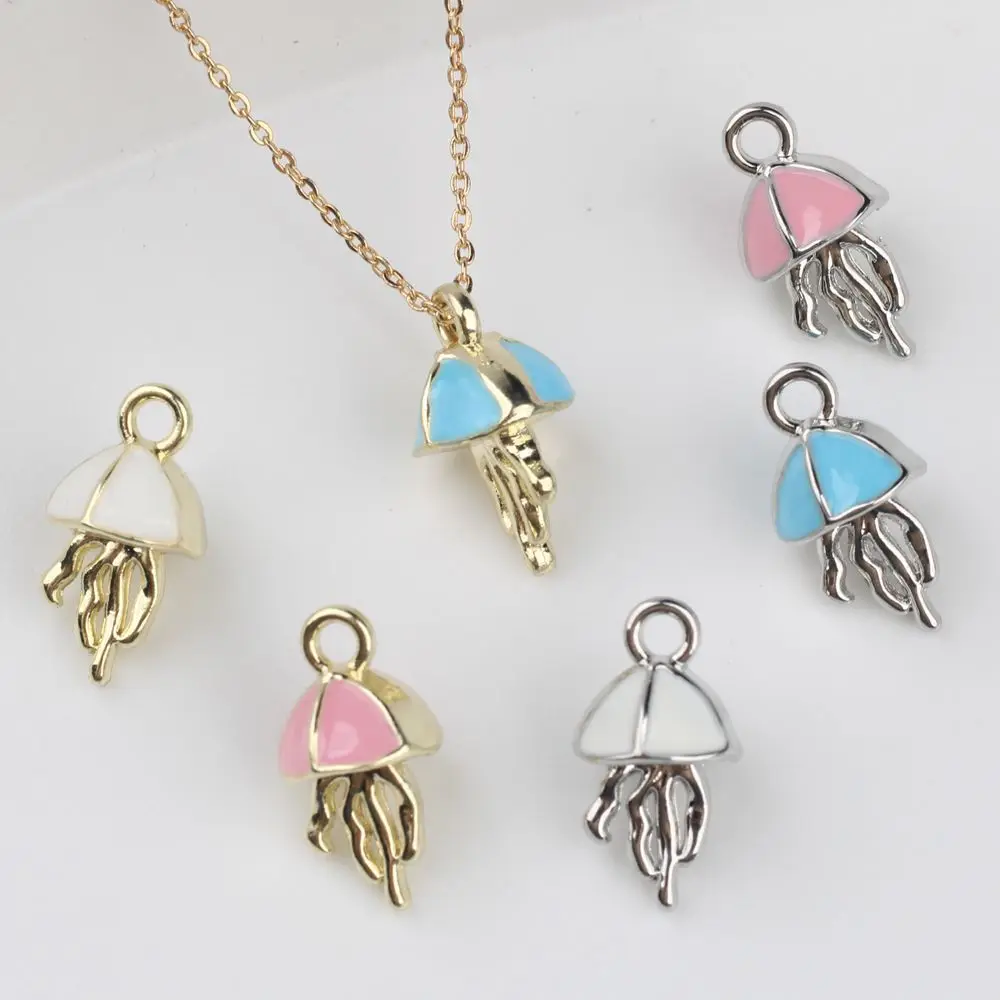 

10Pcs/lot Simple Alloy Painted 3D Jellyfish Pendants DIY Jewelry Making Accessories for Necklaces
