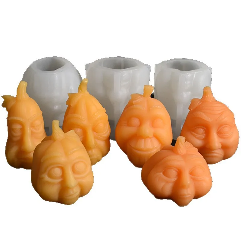 قالب جديد للهالوين قالب شمع مخيف اليقطين رئيس زخرفة الوجه على شكل اليقطين عفريت ديكور تمثال قوالب السيليكون