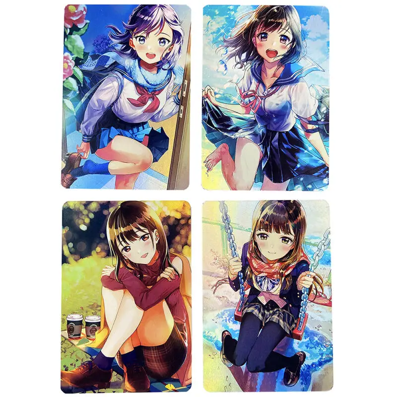 

4 шт./компл., весна, лето, осень, зима, четыре сезона для девочек, сделай сам, самодельная цветная флэш-карта, аниме, игровая коллекционная карта, подарочная игрушка