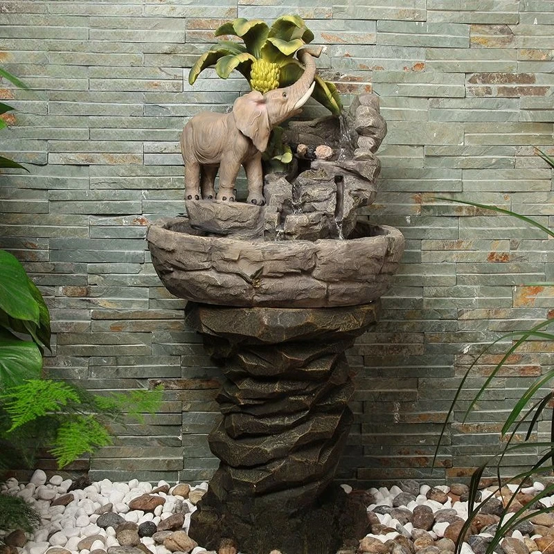 Elephant animal ornaments Flowing water fountain Entrance TV cabinet Living room decorations