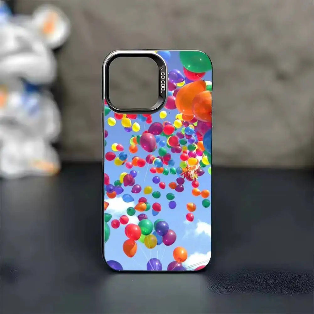เคสโทรศัพท์ลายลูกโป่งหลากสี สำหรับ iPhone 17,16,15,14,13,12,11,Pro Max,Plus สีดำ แคนดี้ ซิลเวอร์