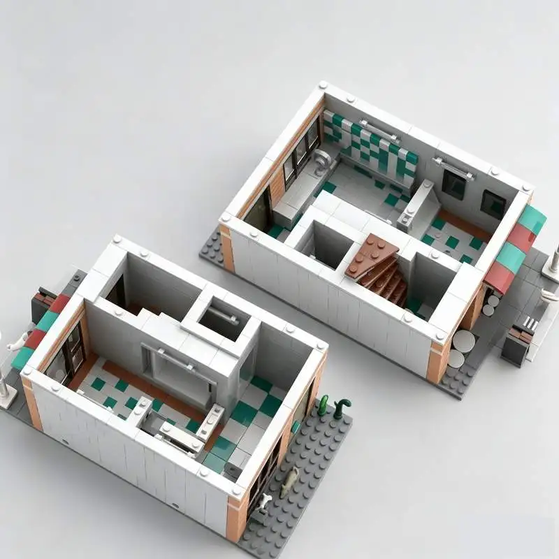 1888PCS Urban Downtown Scene Compact Brick Lofts MOC Model Building Blocks DIY Educational Toy Birthday Collection Display Gift