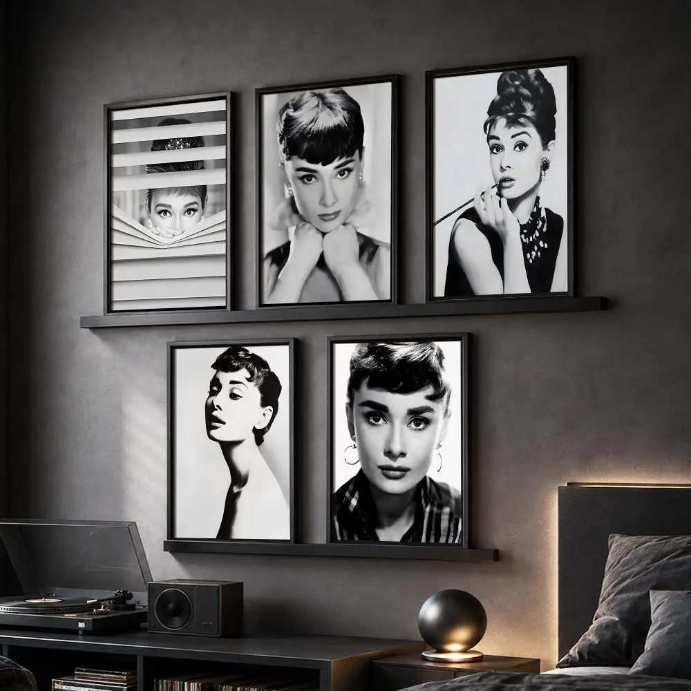 A-Audrey Hepburn Painting Calligraphy Canvas Poster Art for Bedroom Living Room Home Decor Wall Decoration Decals Gift