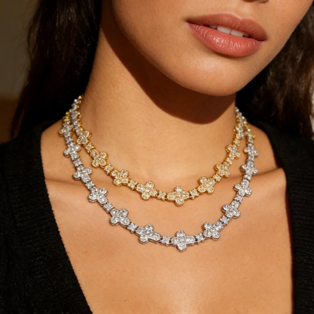 

Цепочка-чокер с крестом Northstar, инкрустированная кубическим цирконием 5А, для мужчин и женщин, в стиле хип-хоп, 2026 Iced Out Bling