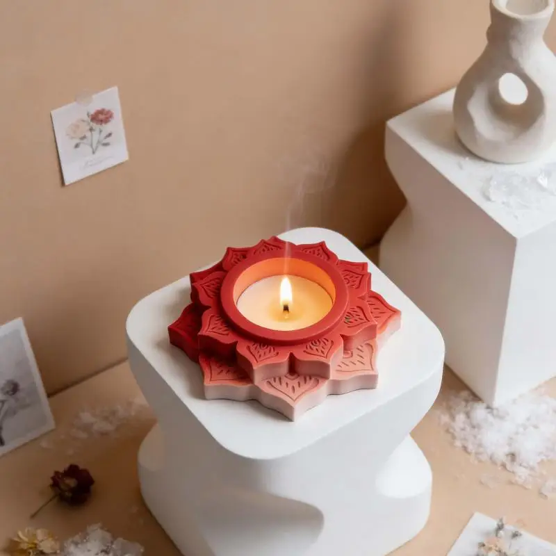 Beton-Kerzenhalter-Silikonform, Runde Lotus-Kerzenhalter-Gipsform, DIY Handgemachte Epoxidharz-Kerzenständer-Formwerkzeug – Detail 9
