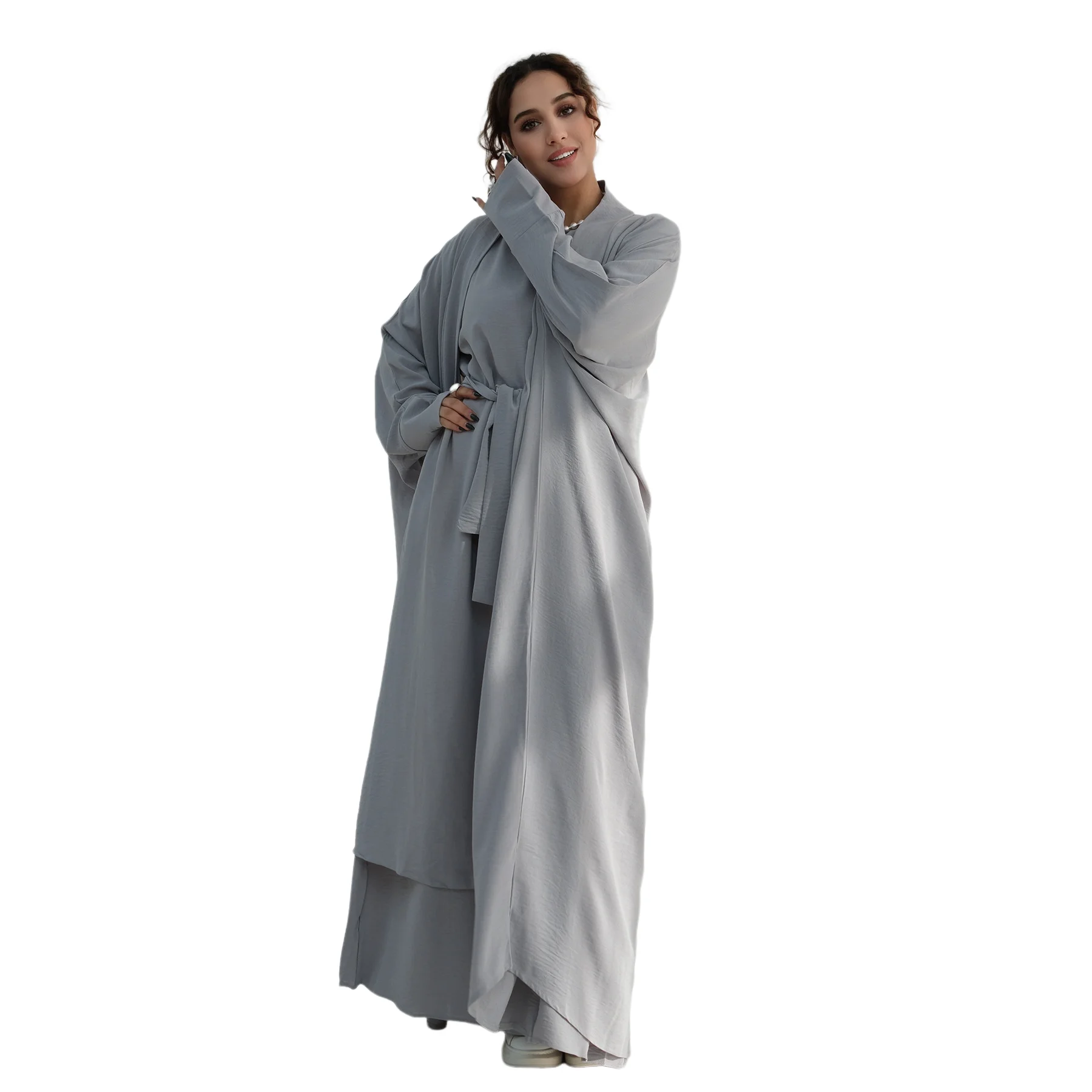 

Ramadan Dubai Open Kimono Abaya for Muslim Women Belted Modest Long Dress Arabic Robe Turkey Musulmane Femme Islam Vestidos Gown