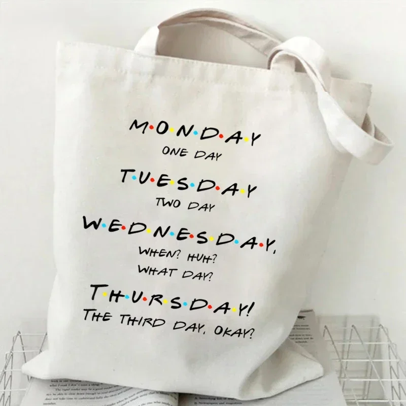 Canvas Tote Bag Student Friends TV Show Letter Printing Shopping Bag Women Graphic Casual Handbag Side Bag Ladies Shoulder Bag #2