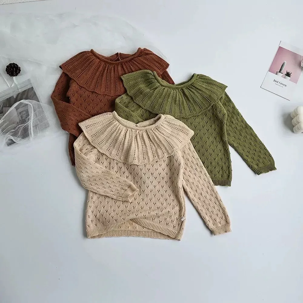 Baby Girls Sweater Autumn Spring Cotton Knitted Kids Sweatersuit Casual Chunky Cable Knit Baby Girl Tops