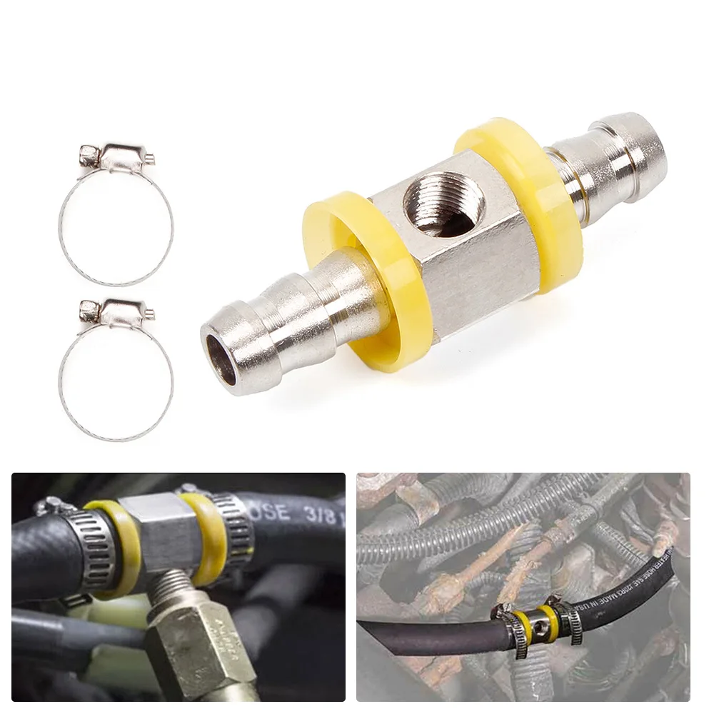 Car modification accessories: 3/8 fuel pipe, fuel pressure gauge sensor, T-shaped hook connector, 1/2 inch.