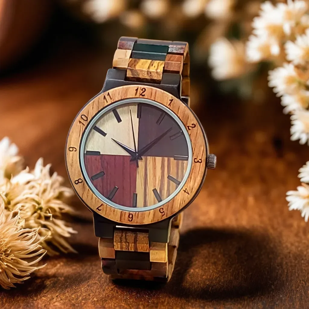 Men\'s Wrist Watch for Men Personalised Clock Colorful Wooden Timepieces Wood Watches reloj masculinoLogo Customize Dropshipping