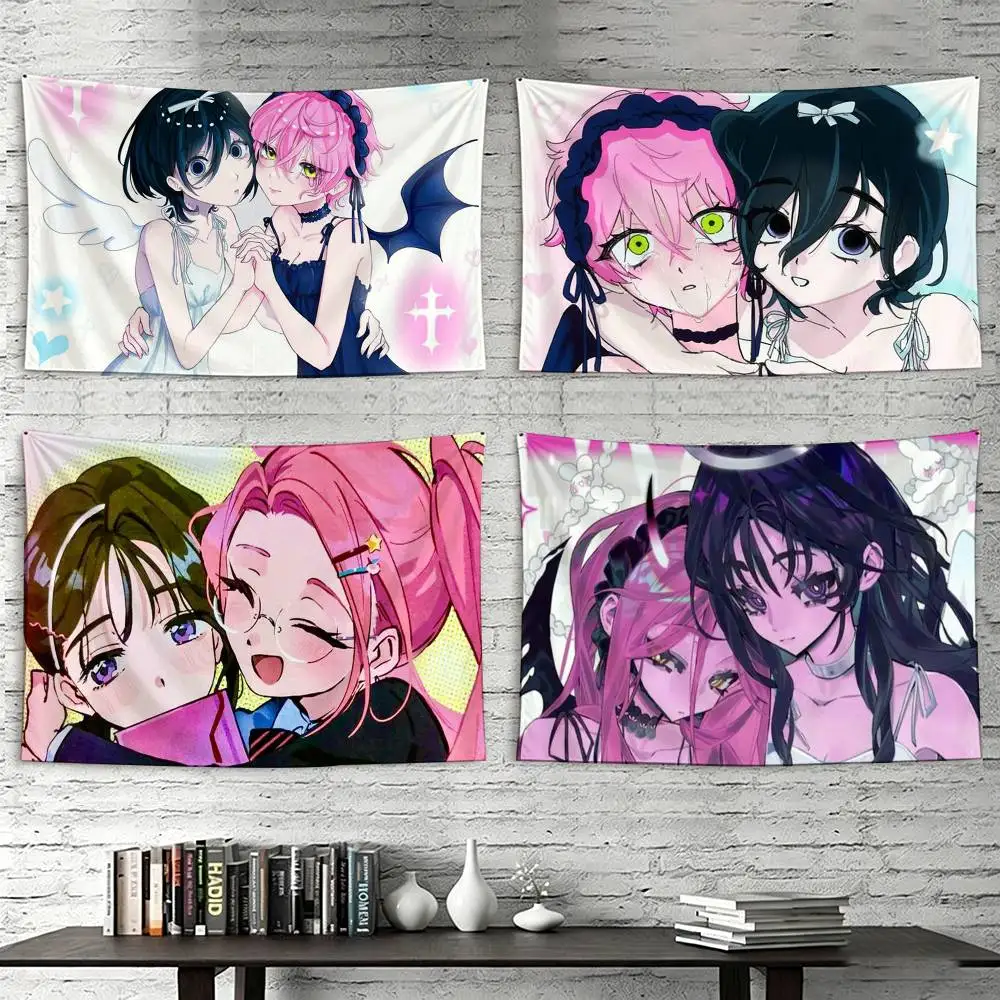 

Cute Love Mizi And Sua Flags Wall Hanging Tapestry Outdoor Garage Room Decorative flag Background Blanket