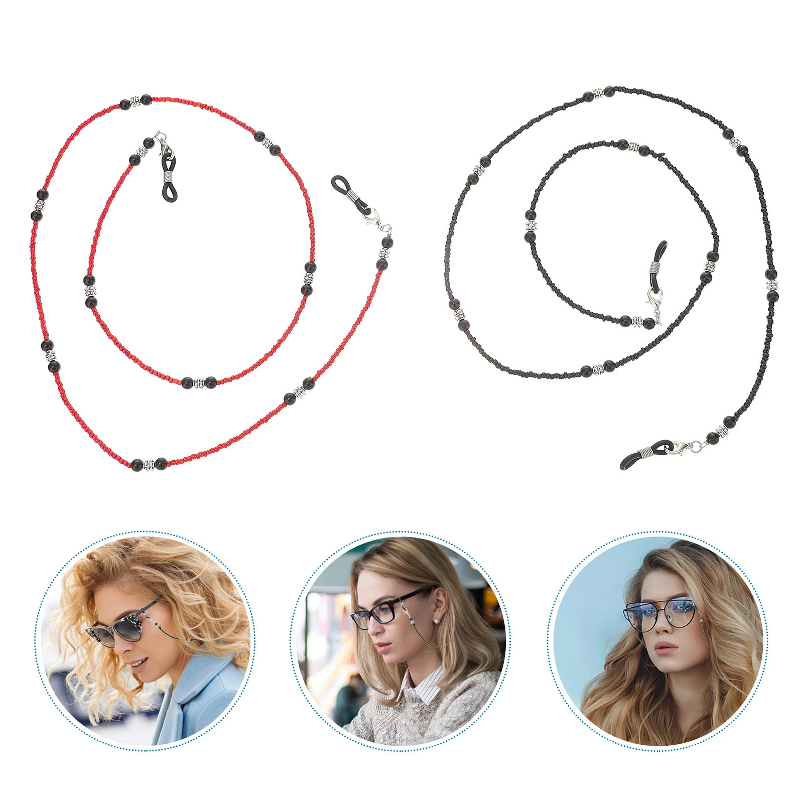 

2 Pcs Glasses Decorative Hanging Chain Eyeglass Decoration Holder Strap Eyeglasses Women Beads Chains for