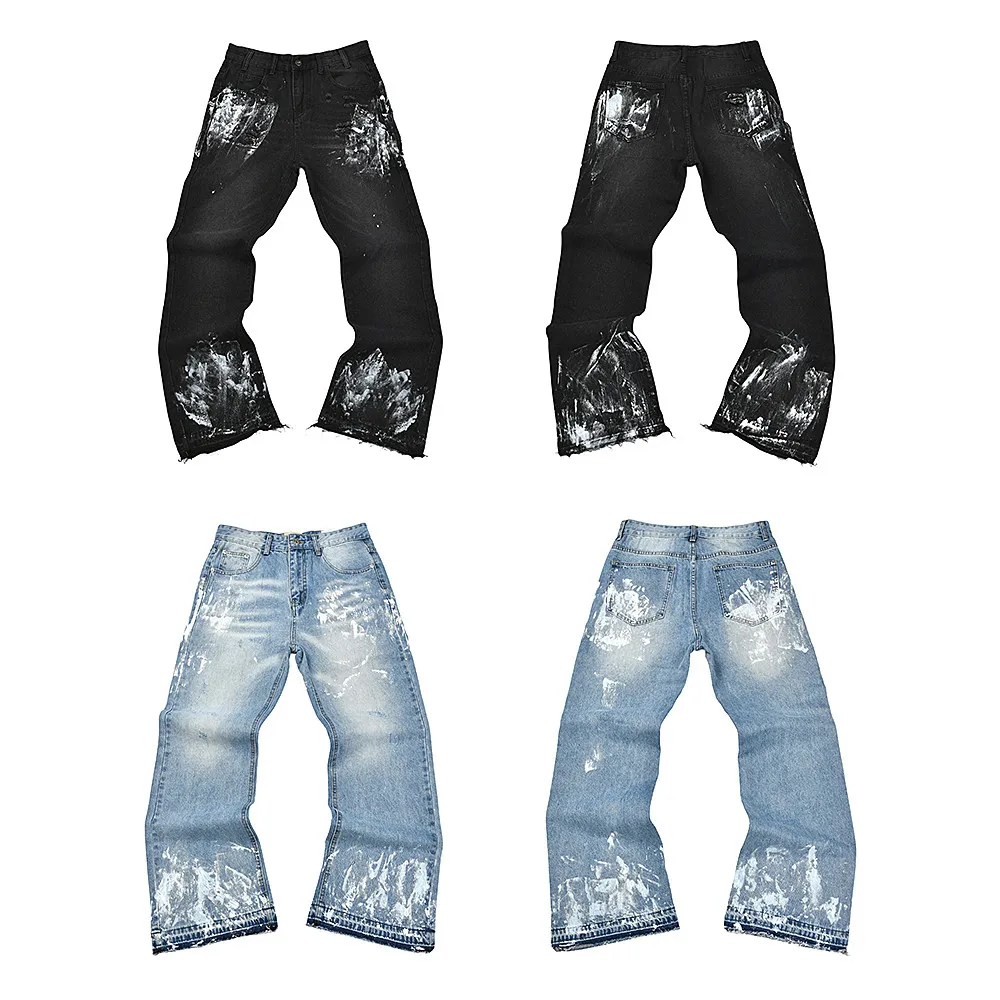 

Gallery Dept American Vintage Splash Ink Graffiti Jeans Loose Straight Wide Leg Casual Pants